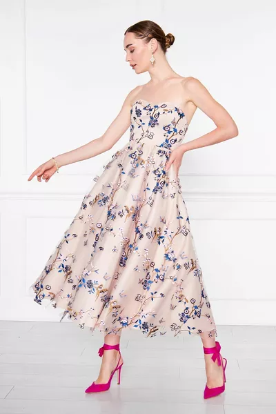 Bird Pattern Embroidered Special Design Promise/Engagement Dress