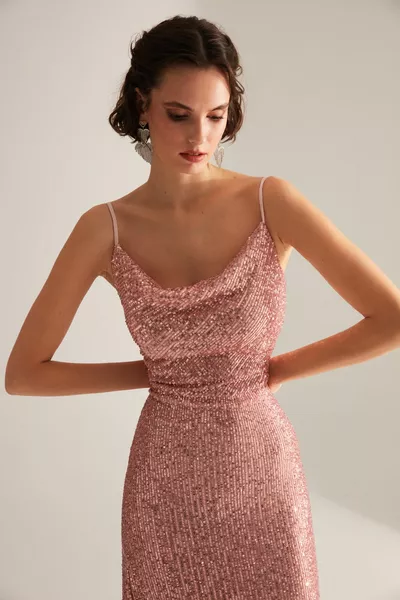 الترتر روز المجففة مساء اللباس مع شق المضيق