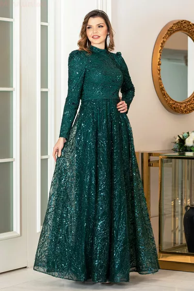 Silvery Stone Nilda Evening Dress - Emerald