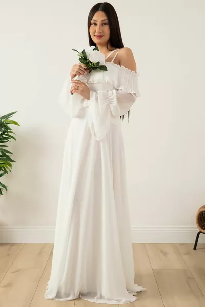 Madonna Yaka Tül Abiye Elbise 