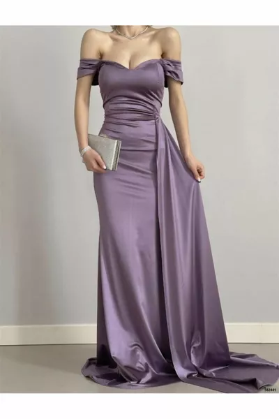 Wakka Tailed Satin Abiti da sera  LILLA