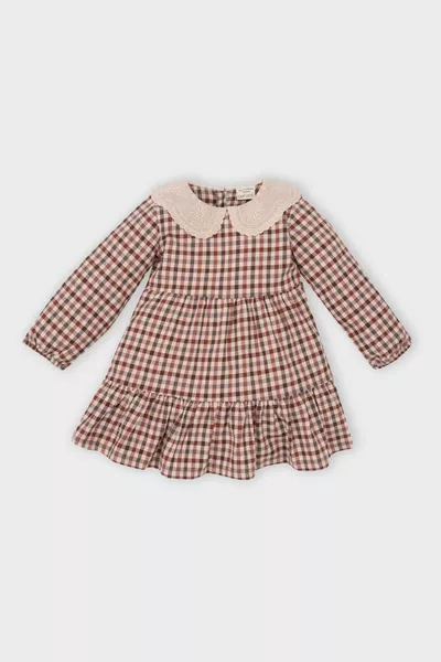Baby Girl Checkered Long Sleeve Flannel Dress WN