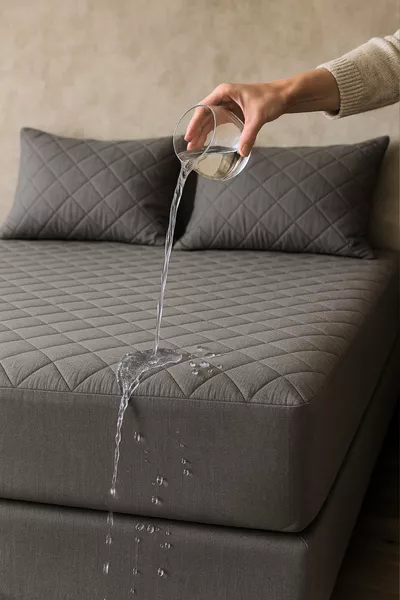 Bed and Pillow Protector Set Cotton Quilted Fitted Full Edge Waterproof Mattress Protector Gray