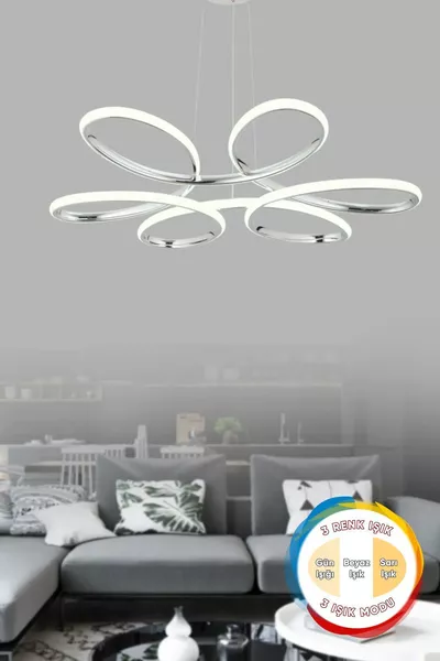 Люстра Alessa Krom Modern с тремя цветами света для гостиной, кухни, комнаты, коридора с LED