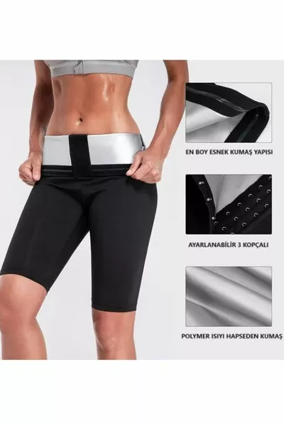 Short de sauna avec agrafes, effet corset thermique, short amincissant et sculptant le corps