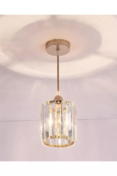 Подвесной светильник одинарный золотой (PLAF.TESİSAT) люстра с кристаллами