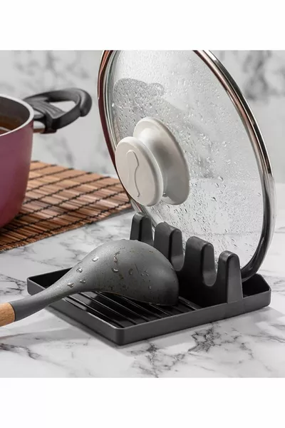 Leon Life Поставка за табакера и лъжица, поставка за капаци на тенджери, подложка за лъжица и черпак, организатор