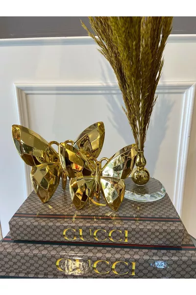 Double Gold Butterfly Figurine