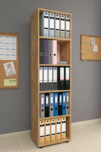 Библиотека с 5 рафта, офис шкаф, шкаф за папки, многофункционален шкаф, кухненски шкаф, бор