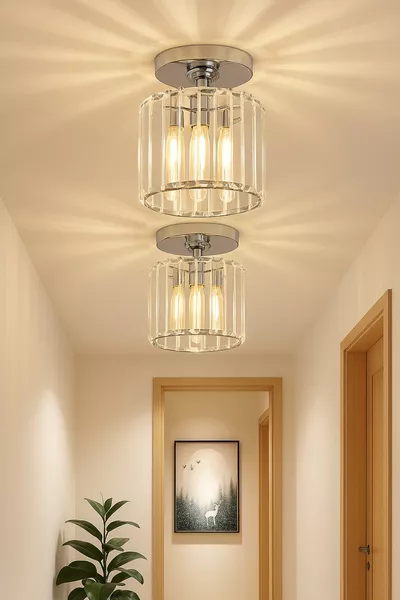 Luxury Ceiling Crystal Chandelier Chrome Hallway Entrance Large Size Chandelier