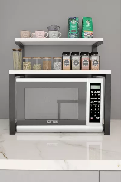 Kitchen Organizer, Microwave Cabinet, Countertop Oven Stand with Shelves, Tea, Coffee, Spice Rack Stand