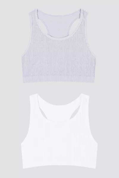 Multicolored Teeny Daisy Seamless 2-Pack Sports Bra