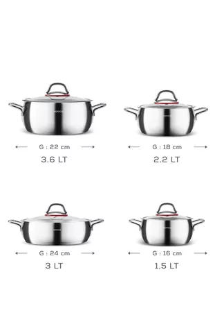 Emirgan Inductie 8-delige roestvrijstalen pannenset
