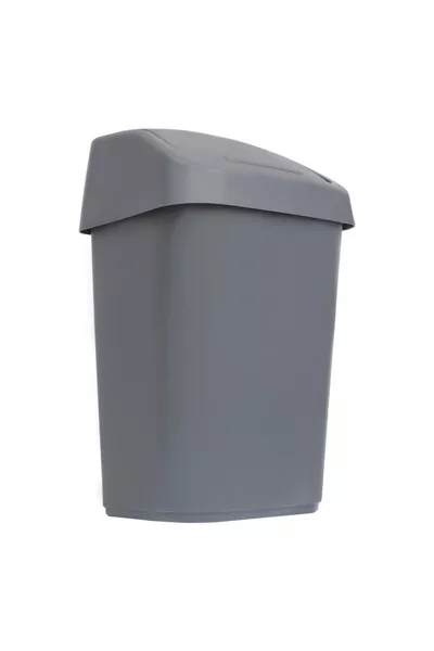 Кош за отпадъци с пластмасов люлеещ се капак  л - Сив