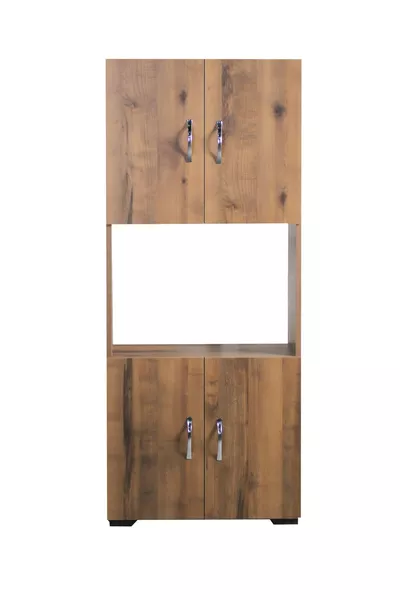 4-türiges Multifunktions-Mikrowellenschrank mit mittlerem Fach und 4 Türen, Mini-Ofen Küchenschrank