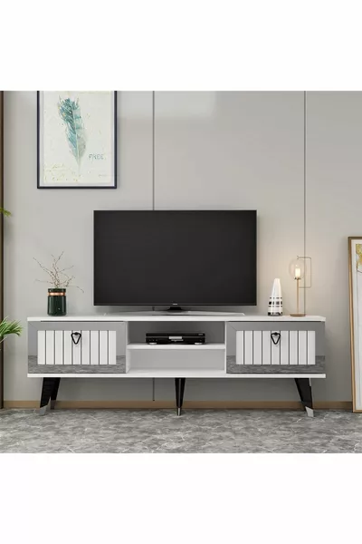 Lidya TV Stand White-Silver