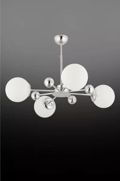 ثريا نيروبي بأربعة مصابيح، باللون الفضي والأبيض مع زجاج