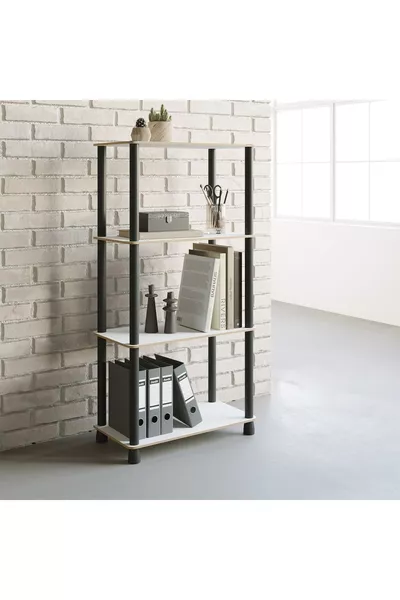 Libreria Decorativa Moderna in Legno a 3 Ripiani Multifunzione per Casa e Ufficio