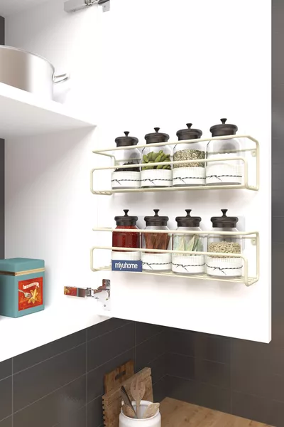 2-Piece Metal Spice Rack Kitchen Cabinet Adhesive Bathroom Shelf Multi-Purpose Shower Shampoo Organizer