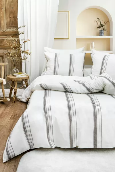 Единичен спален комплект от естествен памучен плат Harmony Hues (чаршаф с ластик)