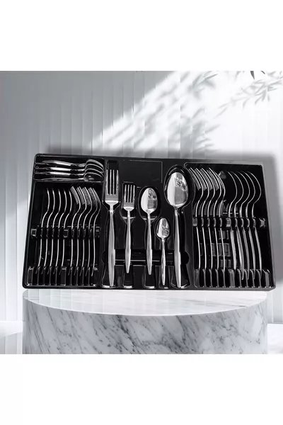 Комплект вилици и лъжици за 6 души,  части, остър модел (в кутия)