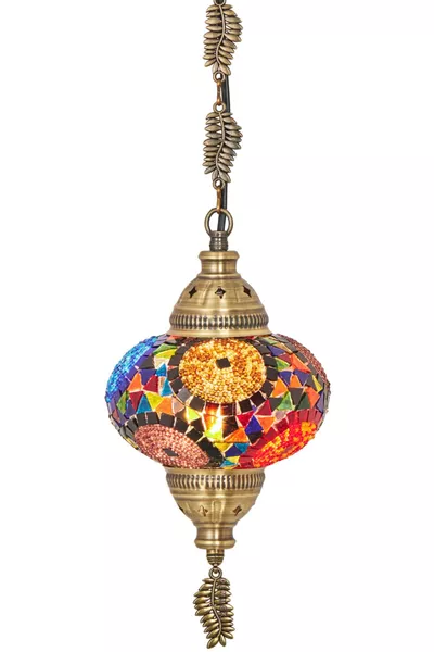 مصباح سقفي متدلي عثماني أصلي على شكل فسيفساء، لمبة ليلية، متعدد الألوان
