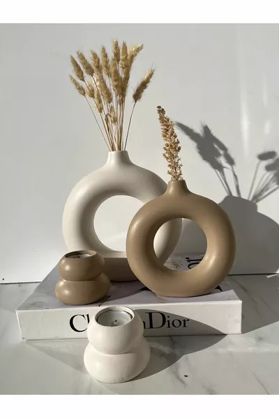 Sibel/Ela Design 2-Piece Ring Vase and Candle Holder Set