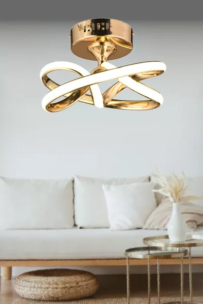 Eclipse Model Gold-Plated Metal Ceiling Light Chandelier for Living Room, Kitchen, Bedroom, Modern LED Plafonnier