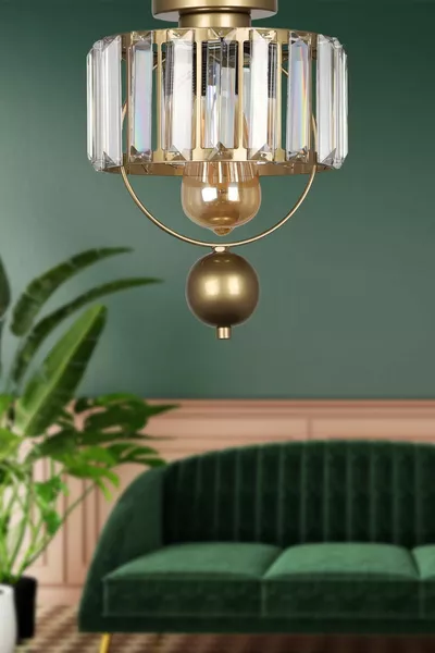 Galon Single Lux Crystal Antique Ceiling Mounted Chandelier