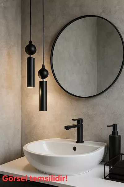 Suspension décorative métallique Sparg par 2, noire, luminaire moderne au plafond (ampoules LED à lumière du jour incluses...)