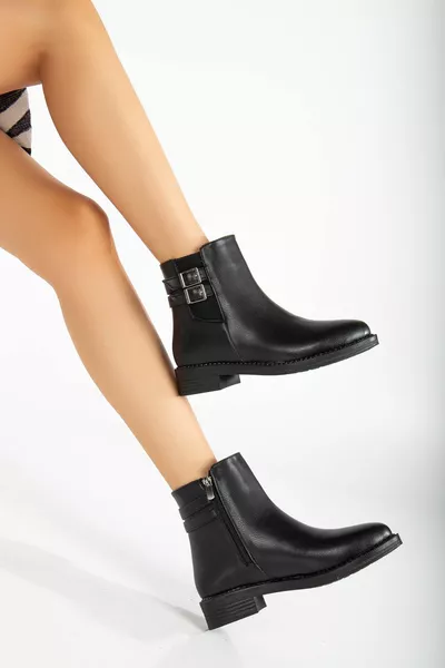 المرأة الحرارية الأحذية الوحيدة المسطحة مع اثنين من الابزيم