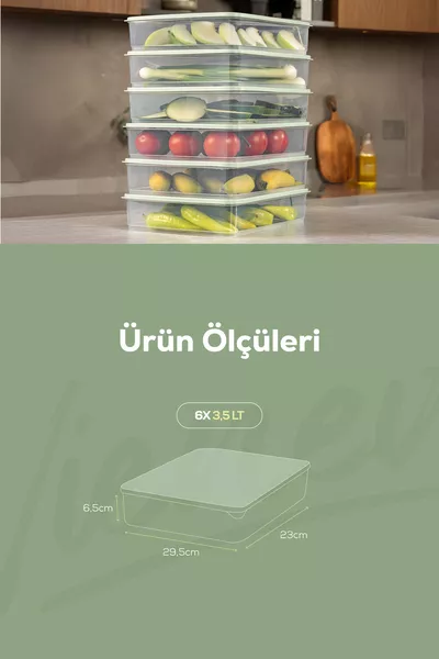 6-ка 3,5 литров хладилник фризер органайзер контейнер за съхранение, подходящ за микровълнова и фризер, мента