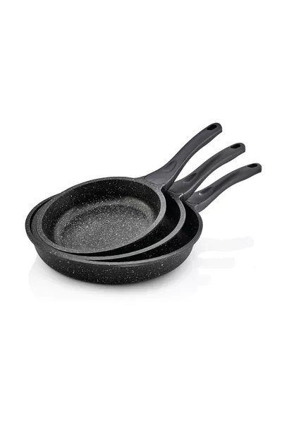 Doremcy Aluminium Gietwerk Graniet 3-delige Pannenset  -  cm Grijs