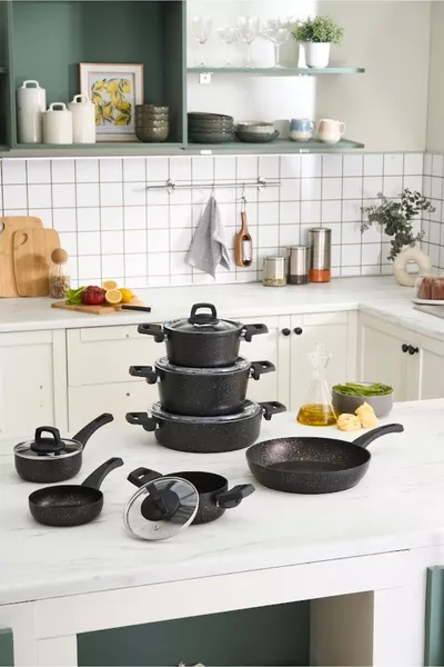 Biogranit Blackgold  Parça Tencere ve Tava Seti