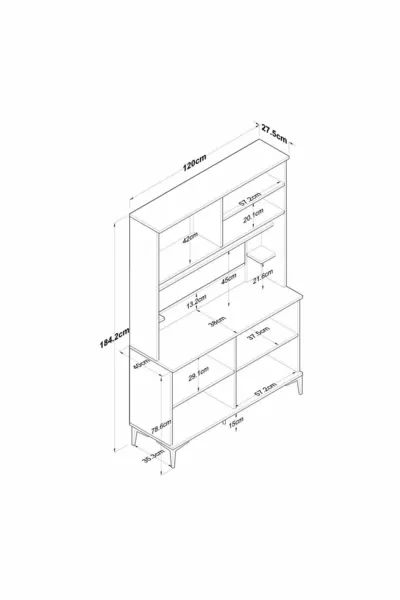 خزانة راني  متعددة الاستخدامات بثمانية أبواب ورفوف لمخزن المطبخ باللون الأبيض - سلة جوز