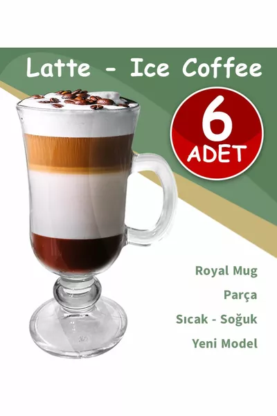 Set da 6 Bicchieri per Latte, Tazza per Caffè Freddo, Bicchiere per Milkshake con Manico, Bicchiere da Cocktail