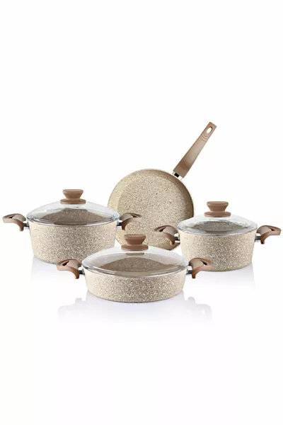 Diez 7-Piece Granite Cookware Set - Cappuccino