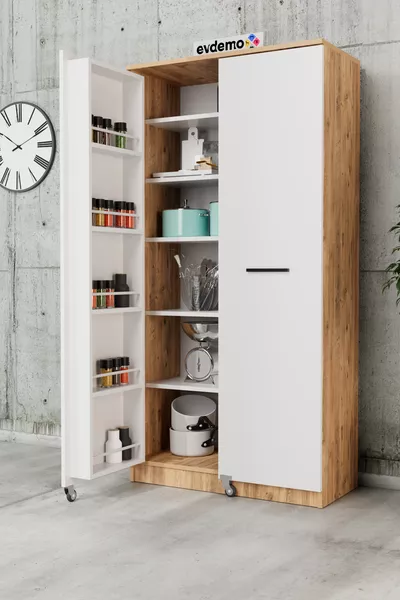 Art 2-Door Pantry Cabinet Kitchen Atlantic Pine White