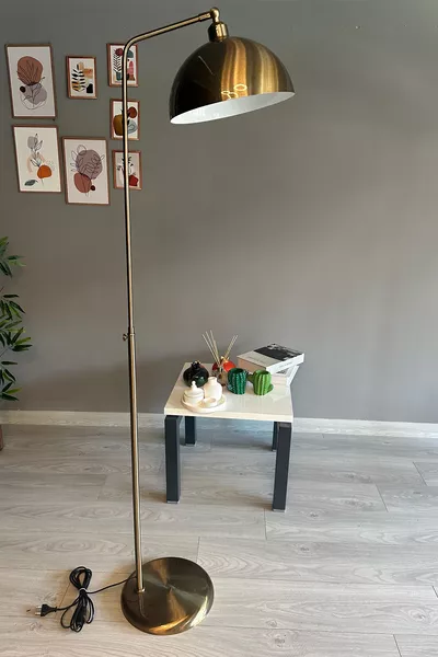 Подова лампа с подвижен абажур, модерен декоративен метален за всекидневна или работен кабинет