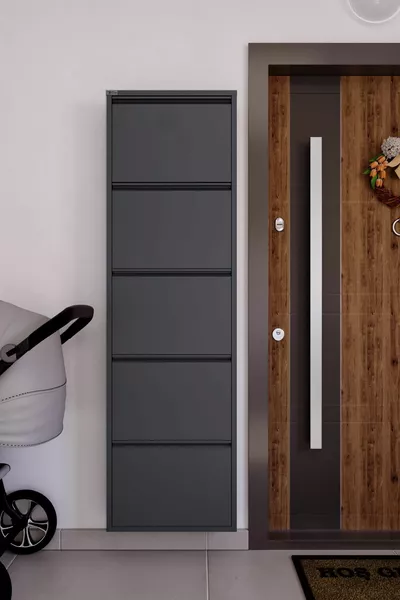 5-delige metalen schoenenrek - Antraciet