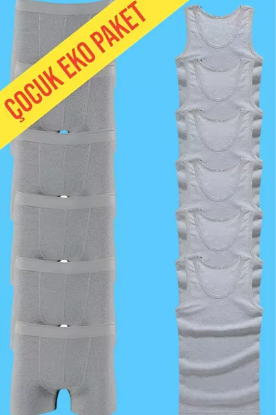 Jungen Zweierset Baumwolljersey 6 Unterhemden 6 Boxershorts