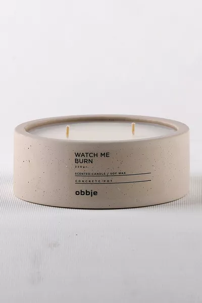 Bougie parfumée à l'ambre, bougie en béton décorative, double mèche horizontale