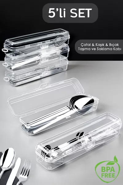 Комплект за съхранение с 5 части: вилица, нож, лъжица - Органайзер за сватбени подаръци