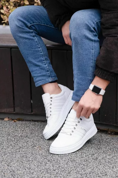  Weiße Farbe Weiße Sohle Schnürung Casual Herren Sneakers