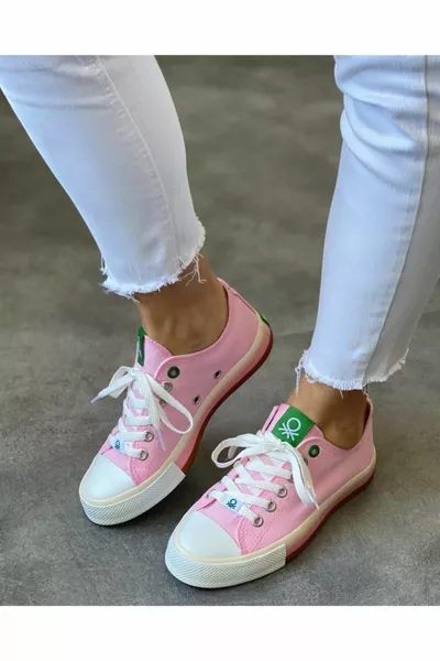  بينيتون سنيكرز كتان - وردي