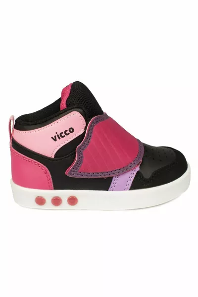 Girls Black-Pink .K. First Step Lighted Sneakers