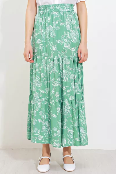 Çağla Gemusterter langer Viskoserock für Damen 