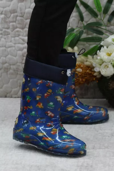  Blu Navy Interni Auto Peluche Impermeabile Ragazzi Stivali da Pioggia Da Neve