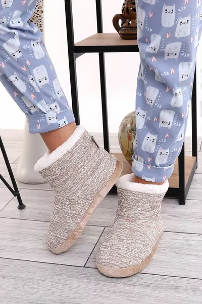 Rd  أحذية منزلية صوفية داخلية شتوية نسائية