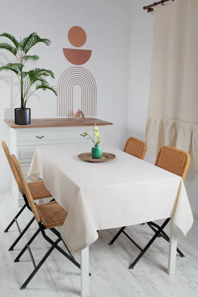 مفرش طاولة طبيعي قطني كتان أصيل